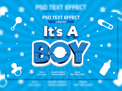 It's A Boy Baby New Born Text Effect baby boy blue boy new born text style