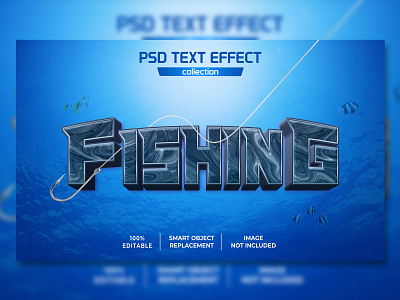 3D Fishing Text Effect fishing ocean sea text style