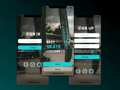 DailyUI Challenge #1. Sign Up. Mobile app skate