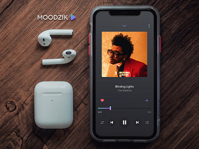 MOODZIK APP PLAYER dark design mobile app music player ui ux