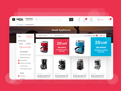 NIDA Ecommerce Product Listing application ui card design cards ui ecommerce ecommerce design ecommerce shop filters lsiting mobile app ui product listing product page ui uiux web app web applications web design website