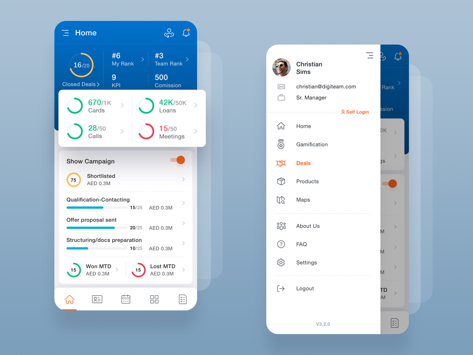 MobileAnalytics Dashboard & Left Naviagtion UI by Vinod Kumar Palli on