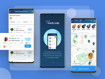 Take Me Cab Booking Mobile App UI