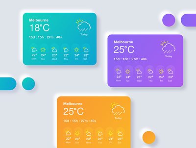 Weather Cards Neumorphic UI cards clean colors dashboard app design icons illustration minimal neumorphic design neumorphic ui neumorphism ui ux weather weather card ui weather forecast weather widget