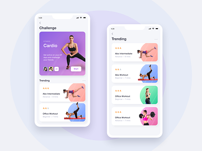 Fitness App - Mobile UI body workout clean colors design fitness fitness club fitness mobile app ui ux gym gym workout gymnasium ios app minimal mobile app modern stamina workout app yoga young