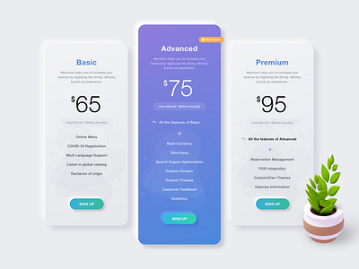 Pricing UI Neumorphism