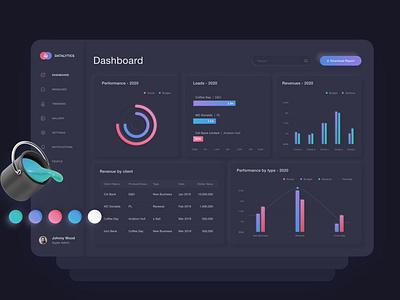 Datalytics Dashboard _ Dark UI - Neumorphism