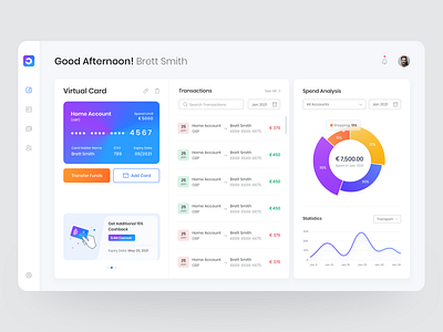 Banking Dashboard UI (Light Theme) banking dashboard cards clean credit cards crypto finance dashboard fintech dashboard gradients minimal mobile banking modern net banking neumorphic design spend analysis spent transactions transaction page transactions ui ui ux web dashboard