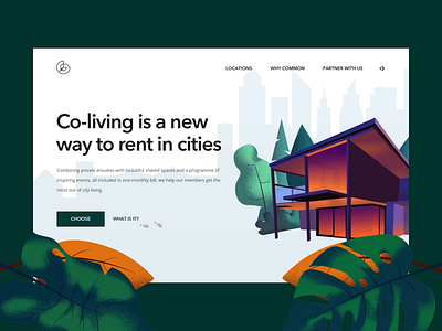 Greeny Two after effects animation coliving concept illustration motion ui web
