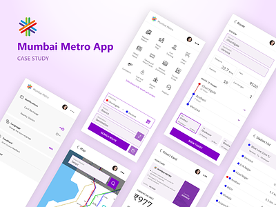 Mumbai Metro App adobe xd app app design case study clean concept design mumbai mumbai metro prototype research ui ux visual design wireframe