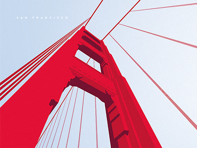 Greetings from San Francisco bridge golden gate illustration perspective san francisco vintage
