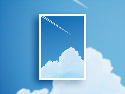 In The Sky airplane blue cloud flight fly illustration sky track