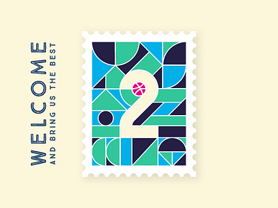Welcome New Dribbblers dribbbler geometric new player post stamp two welcome