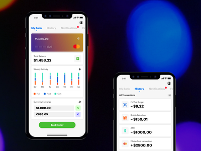 Banking App Concept app application color concept currency design interace interaction ios iphonex mobile popular shot top ui ui ux