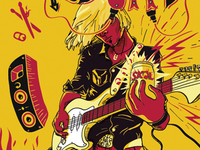 Poster Skol Lollapalooza beer brazil cerveja guitar illustration lollapalooza music poster rock skol
