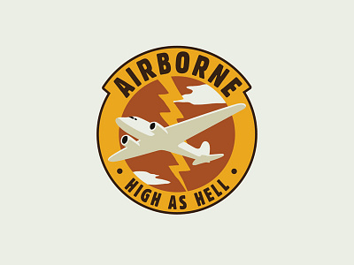 High as hell airborne airplane badge fly logo