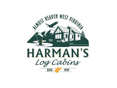 Harmans Log Cabins cabin cabins design heaven log cabin logo logodesign west virginia