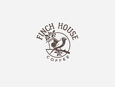 Finch House Coffee bird brand coffee coffee bean finch house logo vintage