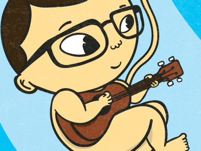 Baby Shower Invite baby babyshower blue boy illustration invitation ukulele