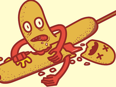 Corn dog Cannibalism cannibalism corn dog illustration mustard yellow