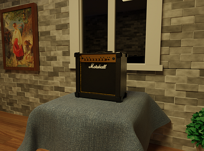 Guitar amp Marshall 3d blender graphic design