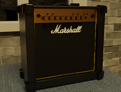 Guitar amp Marshall 3d blender branding graphic design