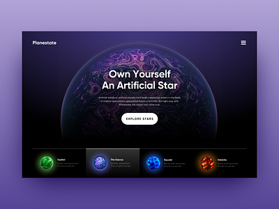 Planestate – Hero Exploration design fantasy futuristic grid header hero inspiration interface minimal planet star starwars typography ui universe ux web website