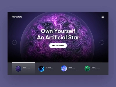 Planestate - Website Interaction Concept animation design grid inspiration interaction interface landing page minimal planets product space stars typography ui universe ux web web design website