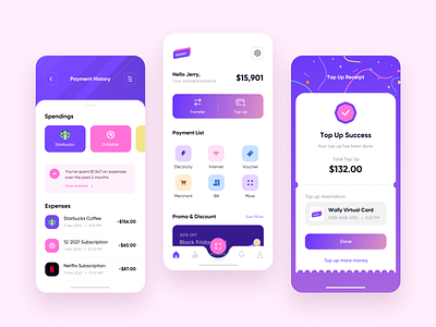 Digital Wallet UI concept app banking design digital e wallet inspiration minimal mobile money pink typography ui ux wallet