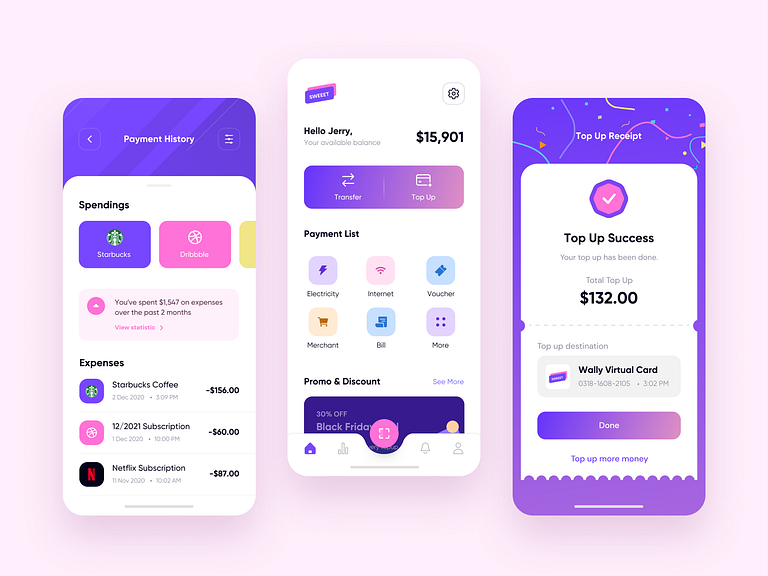 Digital Wallet UI concept by Eddie Luong for Interactive Labs on Dribbble