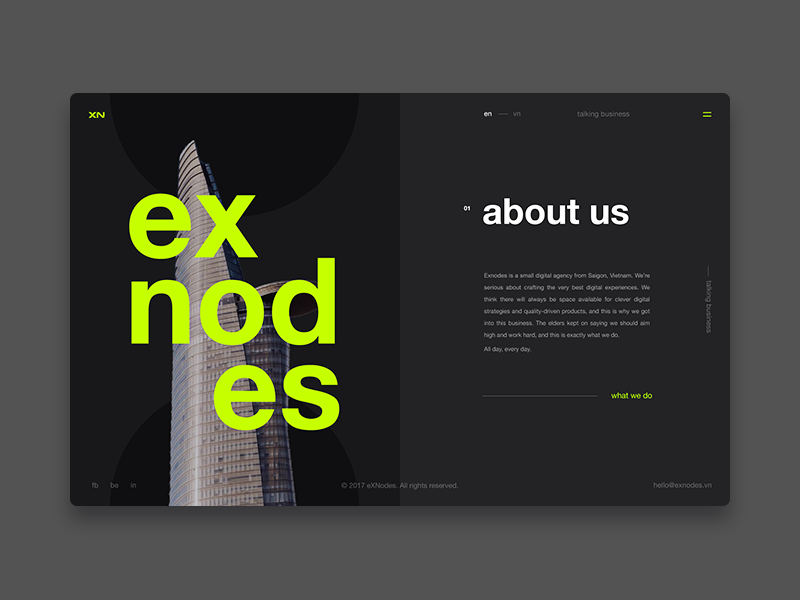 Exnodes - Digital agency - About us Page ux ui typography square simple responsive portfolio minimal fluent grid flat design