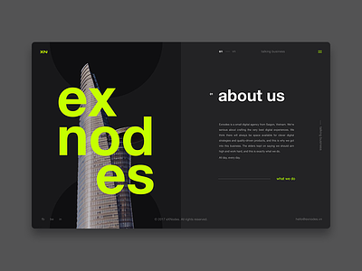 Exnodes - Digital agency - About us Page design flat fluent grid minimal portfolio responsive simple square typography ui ux