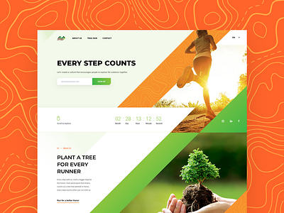 Hanoi Trail Run design grid inspiration interface landing landing page minimal nature sport typography ui web