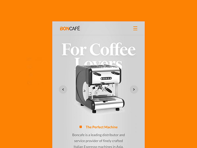 Responsive Website Transition For Boncafe animation coffee espresso header hero inspiration interaction landing page machine minimal mobile responsive transition typo typography ui web website