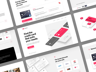 Cardfinder Homepage | Desktop Version clean credit card design grid header hero home homepage illustration inspiration interface isometric minimal typo typography ui web website