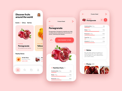 FROOT — Fruits Discovery App app design ecommerce fruit fruits inspiration interface minimal mobile nutrition product typography ui ui ux