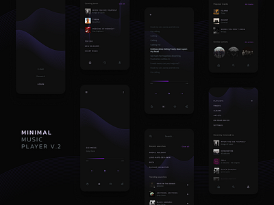 mx. Music player app application dark design minimal minimalism mobile music player purple ui wave