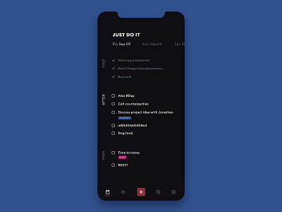 To-do app app application black clean dark dark theme iphone minimal mobile todo todo app ui ux