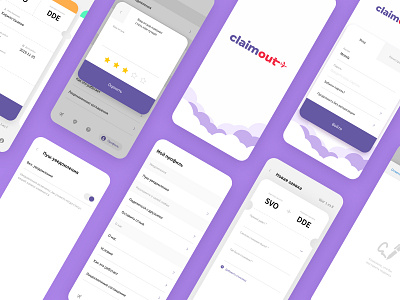 Claimout. Mobile app airplane android app application clean design fly iphone mobile mobile app mobile ui purple sky ticket ui violet