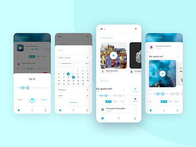 UI design and concept for Audio-social App application audio clear design mobile app mobile design music network player social ui white