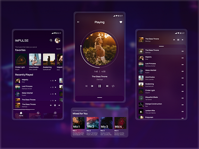 IMPULSE - Music Player App app design gradient mobile mobile app music player ui user interface ux