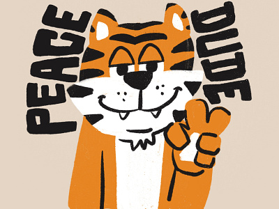 Peace Dude animal illustration tiger