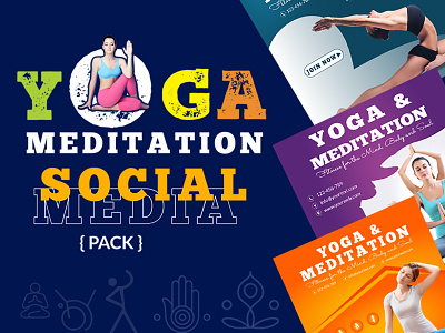 Social Media Cover (Pack) Yoga Meditation banner branding design facebook fitness font illustration logo social media twitter
