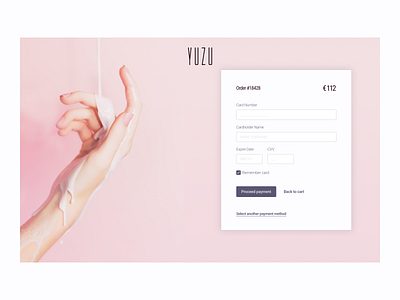 Credit card checkout page for YUZU beauty shop beautyshop checkout dailyui ui web