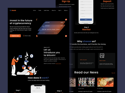 Crypto Trader Landing Page UI Design adobe xd bored ape branding crypto design ecommerce ui design figma food ui app freelancer graphic design illustration logo ui ui designer user interface user interface design