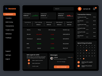 Crypto Trading Dashboard Black Theme UI Design