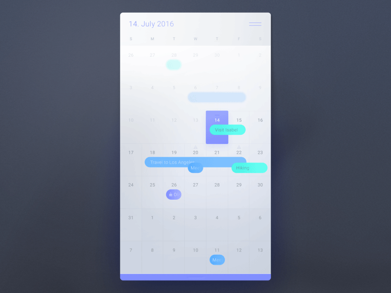 Azul Calendar calendar colorful events organizer private roland lehle tasks ui ux weeklyui work