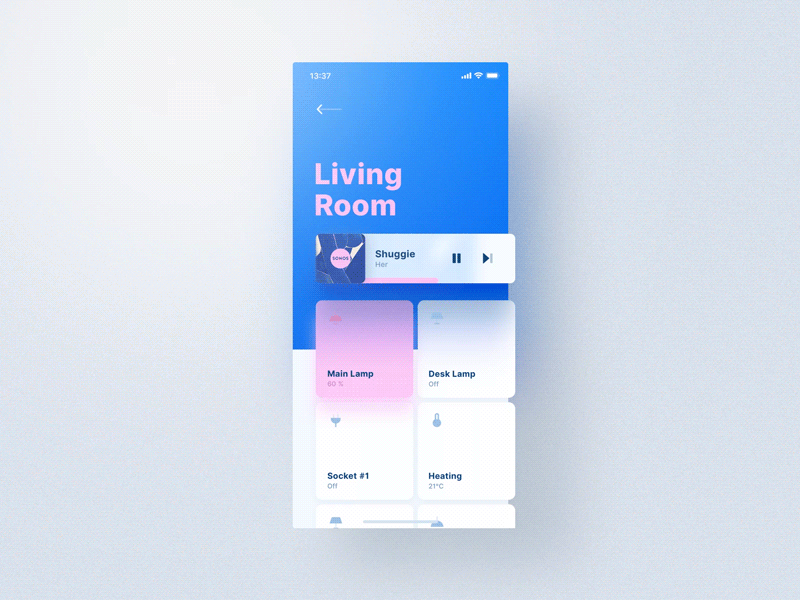 Smarthome Animation 3d backgroundblur blur depth design glow home icons light smart smarthome translucent transparency typography ui ux