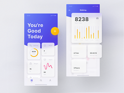 Mellow Theme Fitness add background blur blue blur cards colorful debut design fitness headline mellow purple shadow sport tiles translucent typography ui ux workout