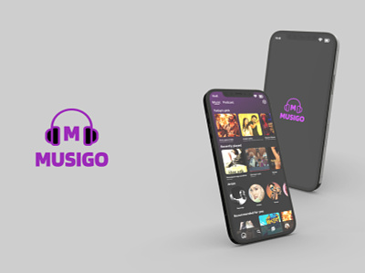 Musigo music player Application Design(Dark mode) case study design ui ux